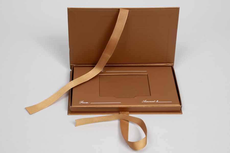 7-1/2 x 4-1/4 x 5/8 MATTE COPPER PLATFORM GIFT CARD BOX