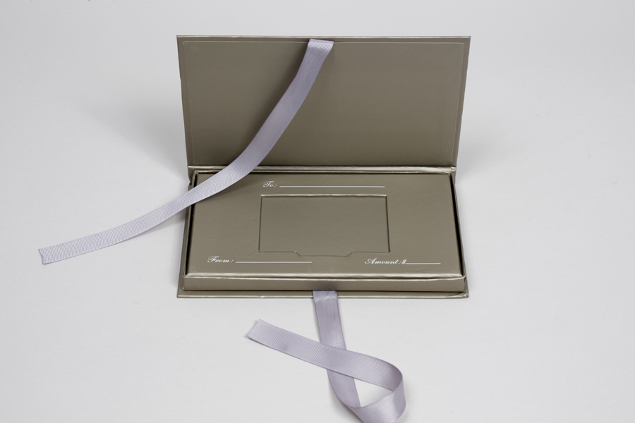 7-1/2 x 4-1/4 x 5/8 MATTE SILVER PLATFORM GIFT CARD BOX