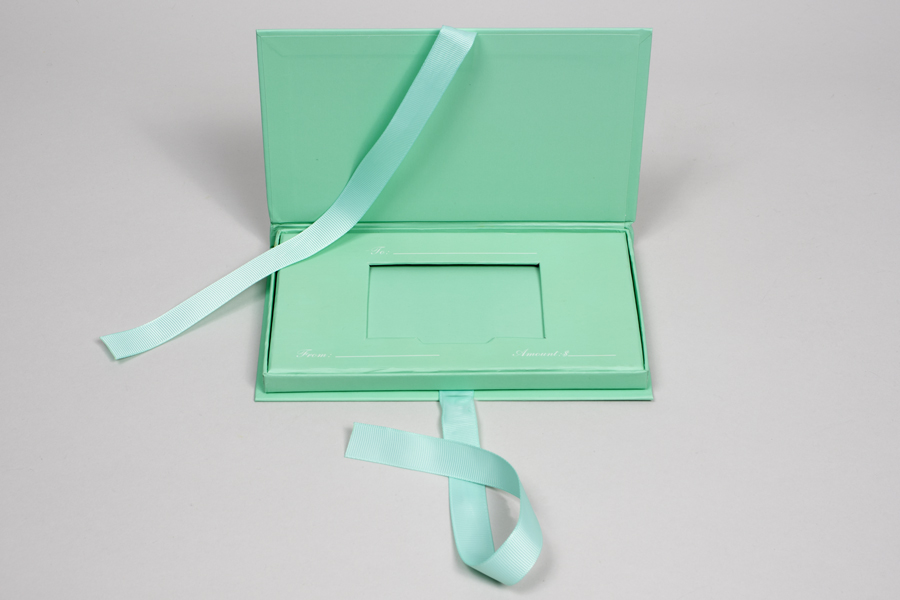 7-1/2 x 4-1/4 x 5/8 MATTE TURQUOISE PLATFORM GIFT CARD BOX