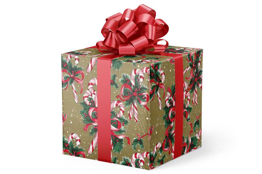 24-in x 417-ft Candy Cane & Berries Budget-Friendly Wrapping Paper (VAL-5011)